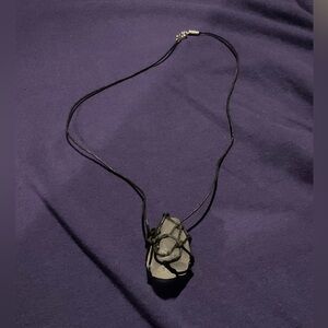 Sea Glass Pendant Necklace in Clear Color HANDMADE